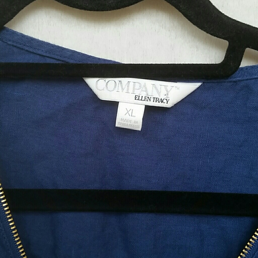 Faux Zipper Ellen Tracy Linen Top - Picture 3 of 7